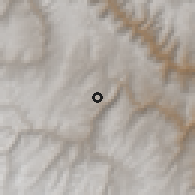 Shaded relief of the 60 km around Anchonga, drawn from the GMTED2010 grid
