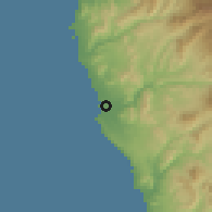 Shaded relief of the 60 km around Huarmey, drawn from the GMTED2010 grid