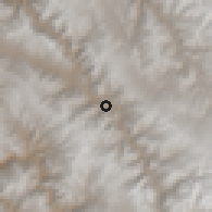 Shaded relief of the 59 km around Huaro, drawn from the GMTED2010 grid
