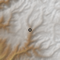Shaded relief of the 60 km around Huarochiri, drawn from the GMTED2010 grid