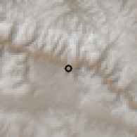 Shaded relief of the 60 km around Huayllabamba, drawn from the GMTED2010 grid