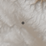 Shaded relief of the 60 km around Huertas, drawn from the GMTED2010 grid