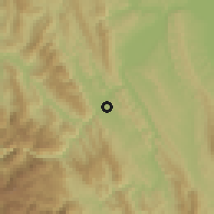 Shaded relief of the 60 km around Huicungo, drawn from the GMTED2010 grid