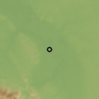 Shaded relief of the 60 km around Huimbayoc, drawn from the GMTED2010 grid