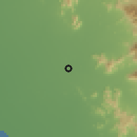 Shaded relief of the 60 km around Illimo, drawn from the GMTED2010 grid