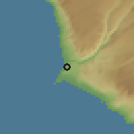Shaded relief of the 59 km around Ilo, drawn from the GMTED2010 grid