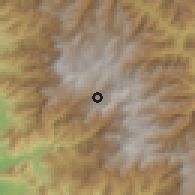 Shaded relief of the 60 km around Incahuasi, drawn from the GMTED2010 grid
