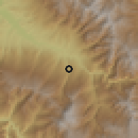 Shaded relief of the 60 km around Jamalca, drawn from the GMTED2010 grid