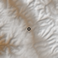 Shaded relief of the 60 km around Jangas, drawn from the GMTED2010 grid