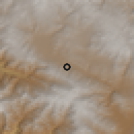 Shaded relief of the 60 km around Jesus, drawn from the GMTED2010 grid