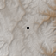 Shaded relief of the 60 km around Jesus, drawn from the GMTED2010 grid