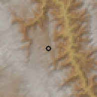 Shaded relief of the 60 km around Jose Galvez, drawn from the GMTED2010 grid