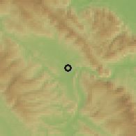 Shaded relief of the 60 km around Juan Guerra, drawn from the GMTED2010 grid