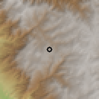 Shaded relief of the 60 km around Julcan, drawn from the GMTED2010 grid