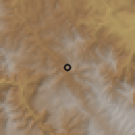 Shaded relief of the 60 km around Jumbilla, drawn from the GMTED2010 grid