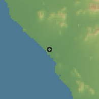 Shaded relief of the 60 km around Lagunas, drawn from the GMTED2010 grid