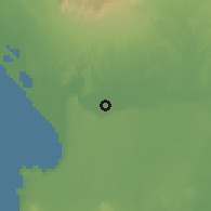 Shaded relief of the 60 km around La Huaca, drawn from the GMTED2010 grid