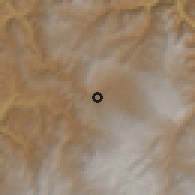 Shaded relief of the 60 km around Lajas, drawn from the GMTED2010 grid