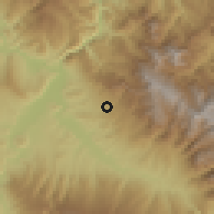Shaded relief of the 60 km around La Peca, drawn from the GMTED2010 grid