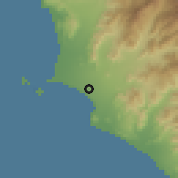 Shaded relief of the 60 km around Lima, drawn from the GMTED2010 grid