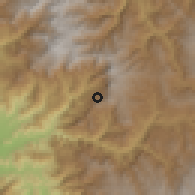 Shaded relief of the 60 km around Llama, drawn from the GMTED2010 grid