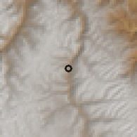 Shaded relief of the 60 km around Llata, drawn from the GMTED2010 grid