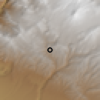 Shaded relief of the 59 km around Lluta, drawn from the GMTED2010 grid