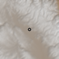Shaded relief of the 60 km around Apata, drawn from the GMTED2010 grid