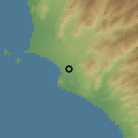 Shaded relief of the 60 km around Los Morochucos, drawn from the GMTED2010 grid