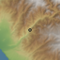 Shaded relief of the 60 km around Lunahuana, drawn from the GMTED2010 grid