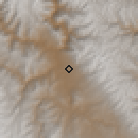 Shaded relief of the 60 km around Luricocha, drawn from the GMTED2010 grid