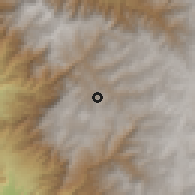 Shaded relief of the 60 km around Mache, drawn from the GMTED2010 grid