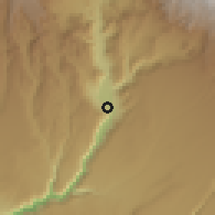Shaded relief of the 59 km around Majes, drawn from the GMTED2010 grid