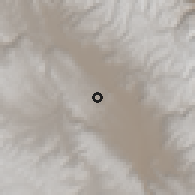 Shaded relief of the 60 km around Aco, drawn from the GMTED2010 grid