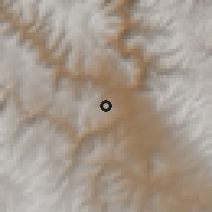 Shaded relief of the 60 km around Marcas, drawn from the GMTED2010 grid