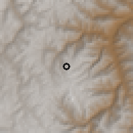 Shaded relief of the 60 km around Margos, drawn from the GMTED2010 grid
