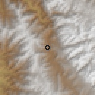 Shaded relief of the 60 km around Mato, drawn from the GMTED2010 grid