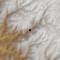 Shaded relief of the 60 km around Matucana, drawn from the GMTED2010 grid
