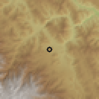Shaded relief of the 60 km around Mazamari, drawn from the GMTED2010 grid