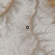 Shaded relief of the 60 km around Miraflores, drawn from the GMTED2010 grid