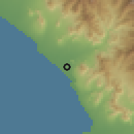 Shaded relief of the 60 km around Moche, drawn from the GMTED2010 grid