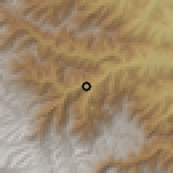 Shaded relief of the 60 km around Monzon, drawn from the GMTED2010 grid