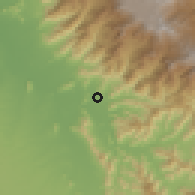 Shaded relief of the 60 km around Morropón, drawn from the GMTED2010 grid