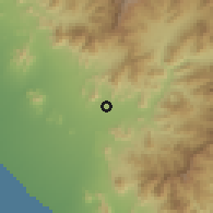 Shaded relief of the 60 km around Ascope, drawn from the GMTED2010 grid
