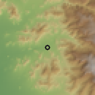 Shaded relief of the 60 km around Nueva Arica, drawn from the GMTED2010 grid