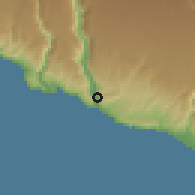 Shaded relief of the 59 km around Ocoña, drawn from the GMTED2010 grid
