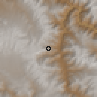 Shaded relief of the 60 km around Ocros, drawn from the GMTED2010 grid