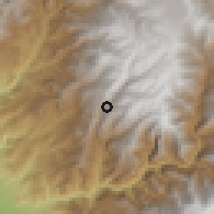 Shaded relief of the 60 km around Ocros, drawn from the GMTED2010 grid