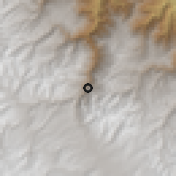 Shaded relief of the 59 km around Ollachea, drawn from the GMTED2010 grid