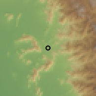 Shaded relief of the 60 km around Olmos, drawn from the GMTED2010 grid